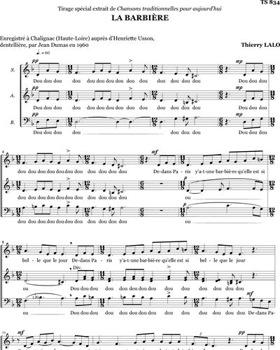 La barbière - extr Chansons trad pour aujourd'hui — Thierry Lalo