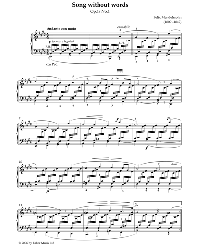 Song Without Words, op. 19 No. 1 — Felix Mendelssohn Bartholdy
