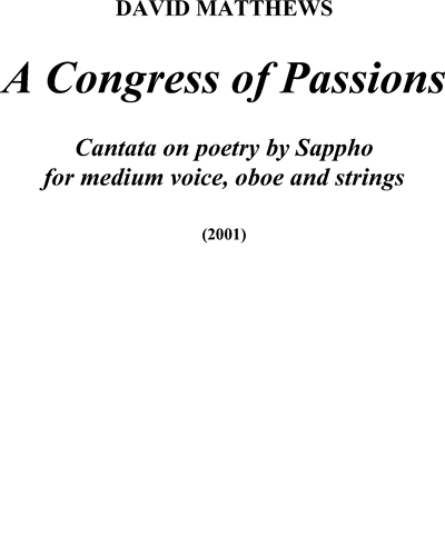 Congress of Passions, A — David Matthews