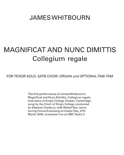 Magnificat & Nunc Dimittis (Collegium Regale) — James Whitbourn