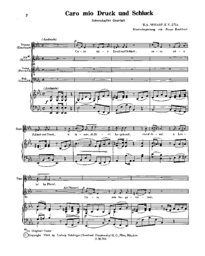 Caro mio Druck und Schluck, K. 571a — 莫扎特