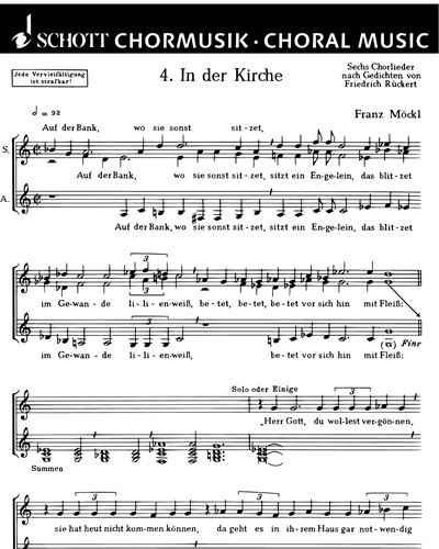 Sechs Chorlieder — Franz Moeckl