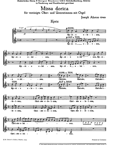 Missa dorica — Joseph Ahrens