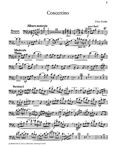 Concertino in E-flat major for Trombone and Piano — Fritz Grube