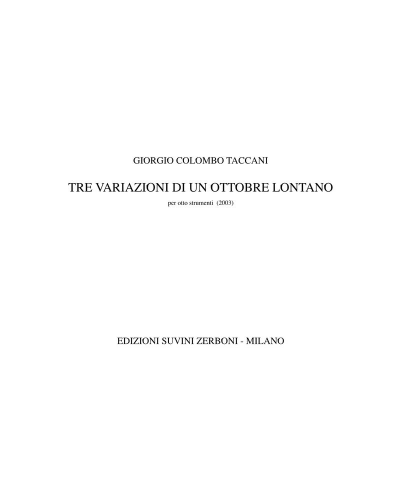 Tre variazione di un ottobre lontano — Giorgio Colombo Taccani
