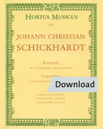 Konzerte für vier Altblockflöten und Basso continuo, Vol. II — Johann Christian Schickhardt