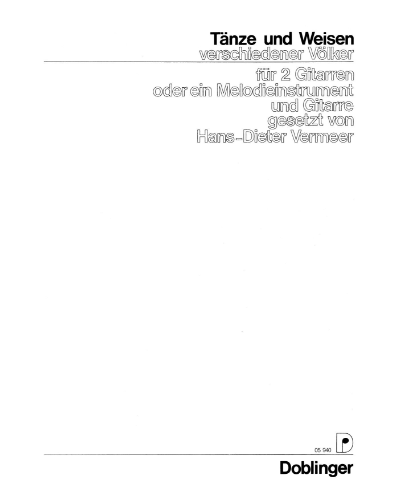 Tänze und Weisen Verschiedener Völker — Hans-Dieter Vermeer