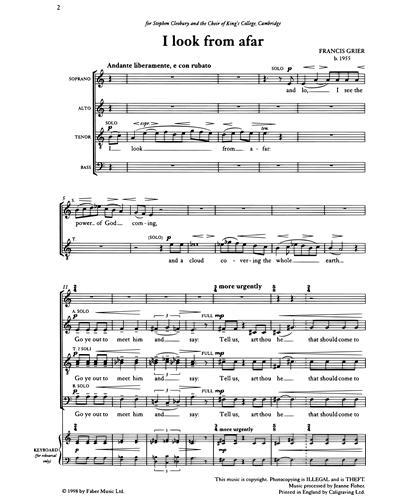 I Look from Afar (from 'Two Advent Responsories') — Francis Grier