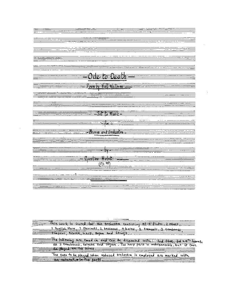 Ode to Death, op. 38 — 霍尔斯特