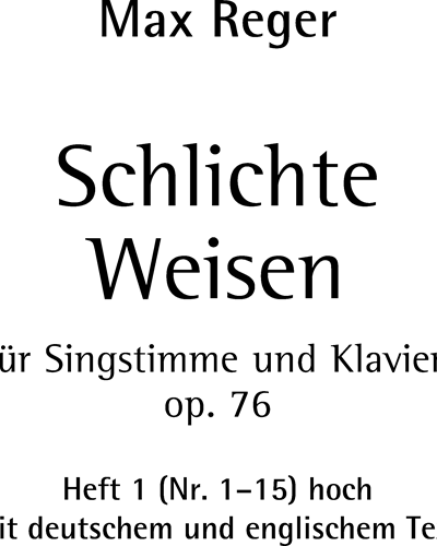 Simple Melodies, op. 76, Book 1 (Nos. 1-15) — Max Reger