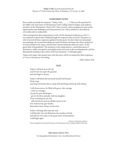 Today I will — Ellen Gilson Voth