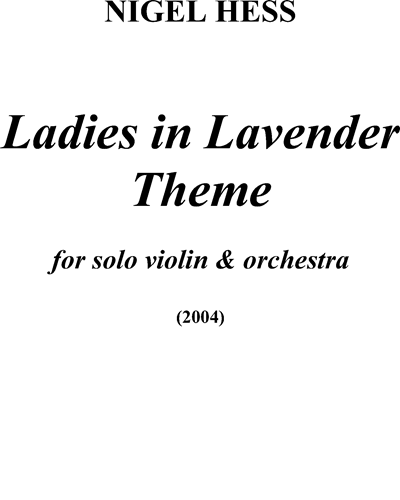 Ladies in Lavender Theme — Nigel Hess
