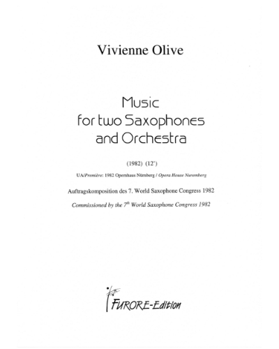 Music for two Saxophones and Orchestra — Vivienne Olive