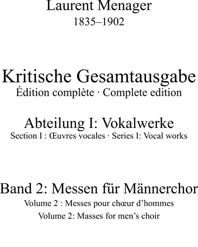 Masses for Men's Choir, Vol. 2 — Laurent Menager