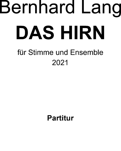 Das Hirn — Bernhard Lang