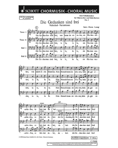 Drei Volksliedsätze — Hans Lang