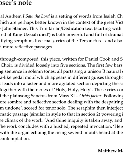 I saw the Lord — Matthew Martin