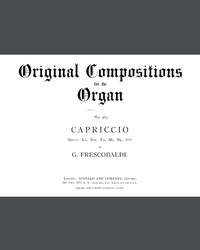 Capriccio (Sopra La, Sol, Fa, Mi, Re, Ut.) — 弗雷斯科巴尔迪