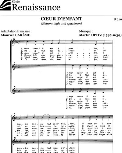 Coeur d'enfant- Kommt, lasst und spazieren — Martin Opitz