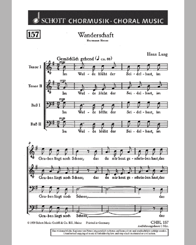 Wanderschaft — Hans Lang