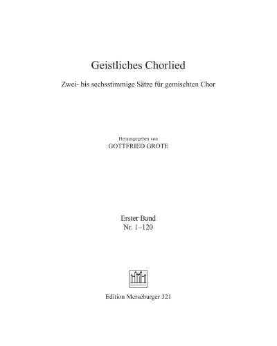 Geistliches Chorlied, Vol. 1 — Gottfried Grote