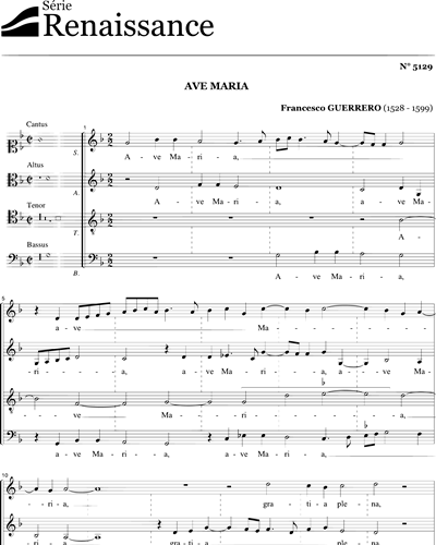 Ave Maria - Guerrero - SATB — Francesco Guerrero