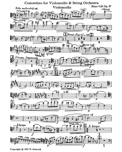 Cello Concertino in G minor, op. 87 — Hans Gál