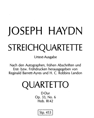 String Quartet in D major, op. 33/6 — 海顿