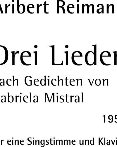 3 Songs — Aribert Reimann