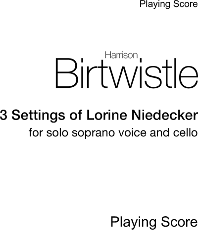 3 Settings of Lorine Niedecker — 哈里森·伯特威斯尔