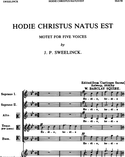 Hodie Christus Natus Est (Squire) — Jan Pieterszoon Sweelinck