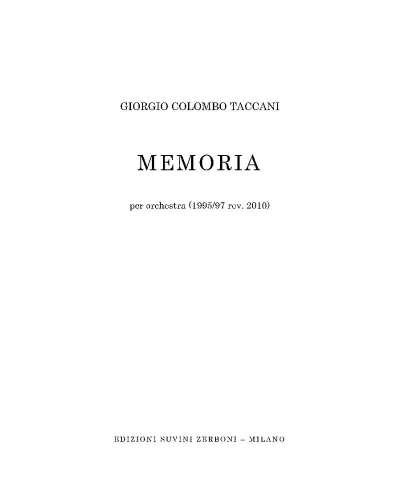 Memoria — Giorgio Colombo Taccani