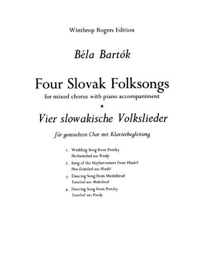 Four Slovak Folk Songs — Béla Bartók