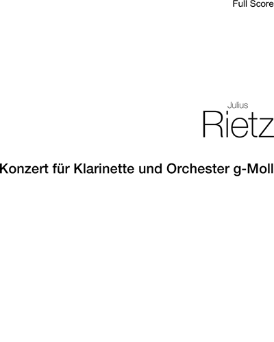 Concerto for Clarinet and Orchestra in G minor, op. 29 — Julius Rietz