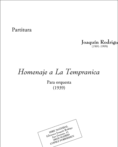 Homenaje a La Tempranica — 罗德里戈