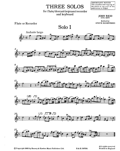 Three Solos for Flute and Piano — John Reid