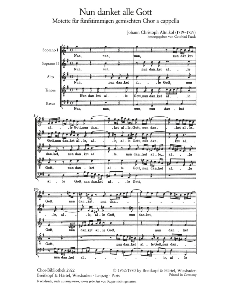 Nun danket alle Gott — Johann Christoph Altnikol