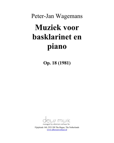 Music for Bass Clarinet and Piano, op. 18 — Peter-Jan Wagemans
