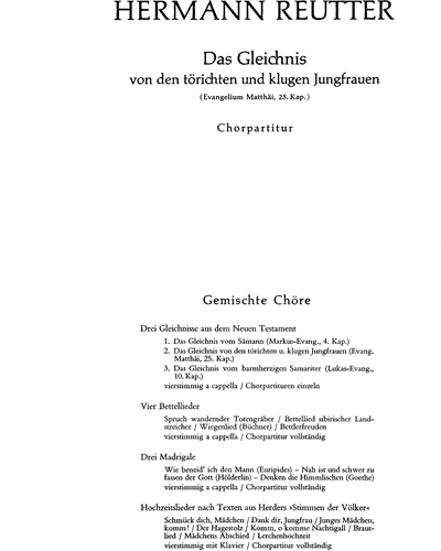 Drei Gleichnisse aus dem Neuen Testament — Hermann Reutter