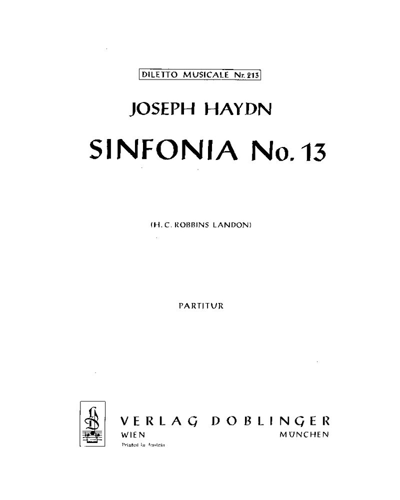 Symphony No. 13 in D major, Hob. I:13 — 海顿