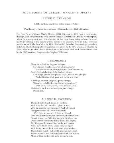 Four Poems of Gerard Manley Hopkins — Peter Dickinson