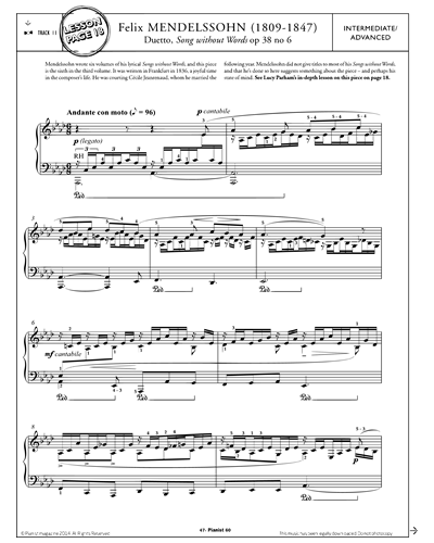 Duetto, Song without words, op. 38 No. 6 — 门德尔松
