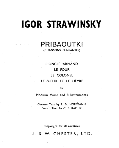 Pribaoutki — 斯特拉文斯基