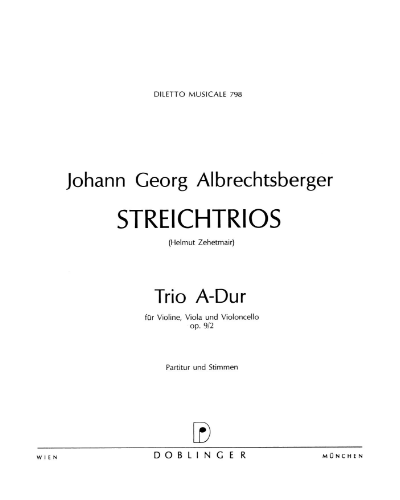 Trio No.2 in A Major, op. 9/2 — Johann Georg Albrechtsberger