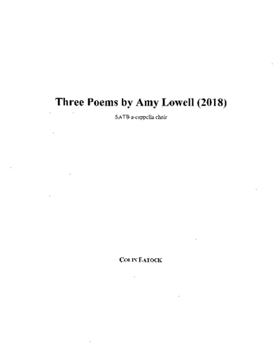 Three Poems by Amy Lowell (2018) — Colin Eatock