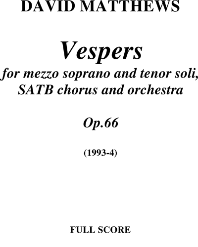 Vespers, op. 66 — David Matthews
