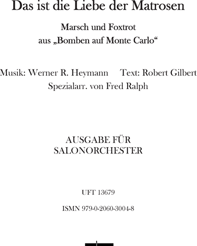 Das ist die Liebe der Matrosen — Werner Richard Heymann