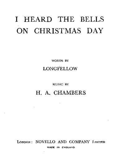 I Heard the Bells on Christmas Day — Herbert Arthur Chambers