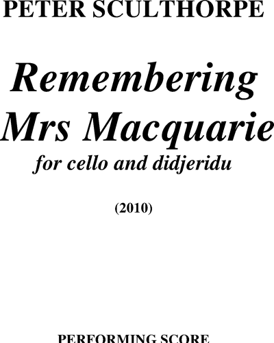Remembering Mrs Macquarie — 彼得·斯克尔索普
