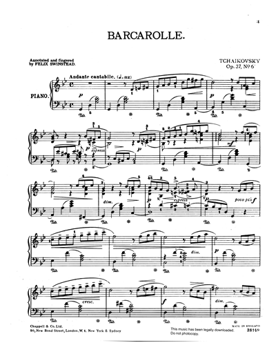 Barcarolle, op. 37 no. 6 — 柴可夫斯基